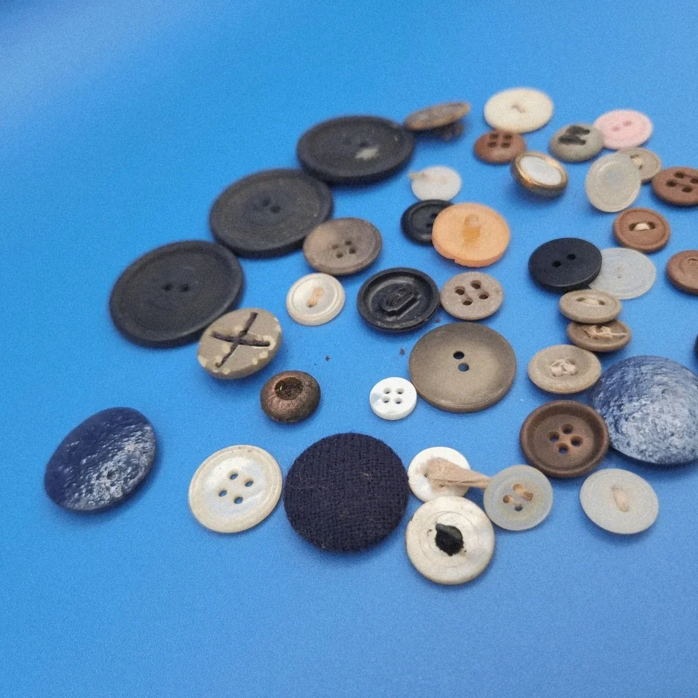 Vintage Assorted Button Lot Mixed Sizes Colors Shapes for Sewing Crafts 100+ pcs